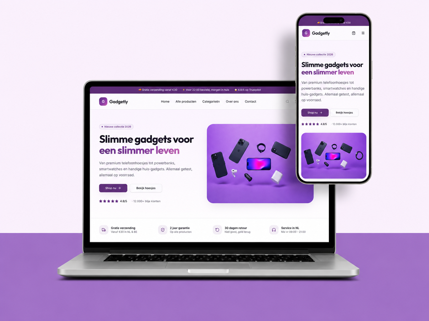 Gadgetly Shopify webshop preview-concept gemaakt door Click2Clients